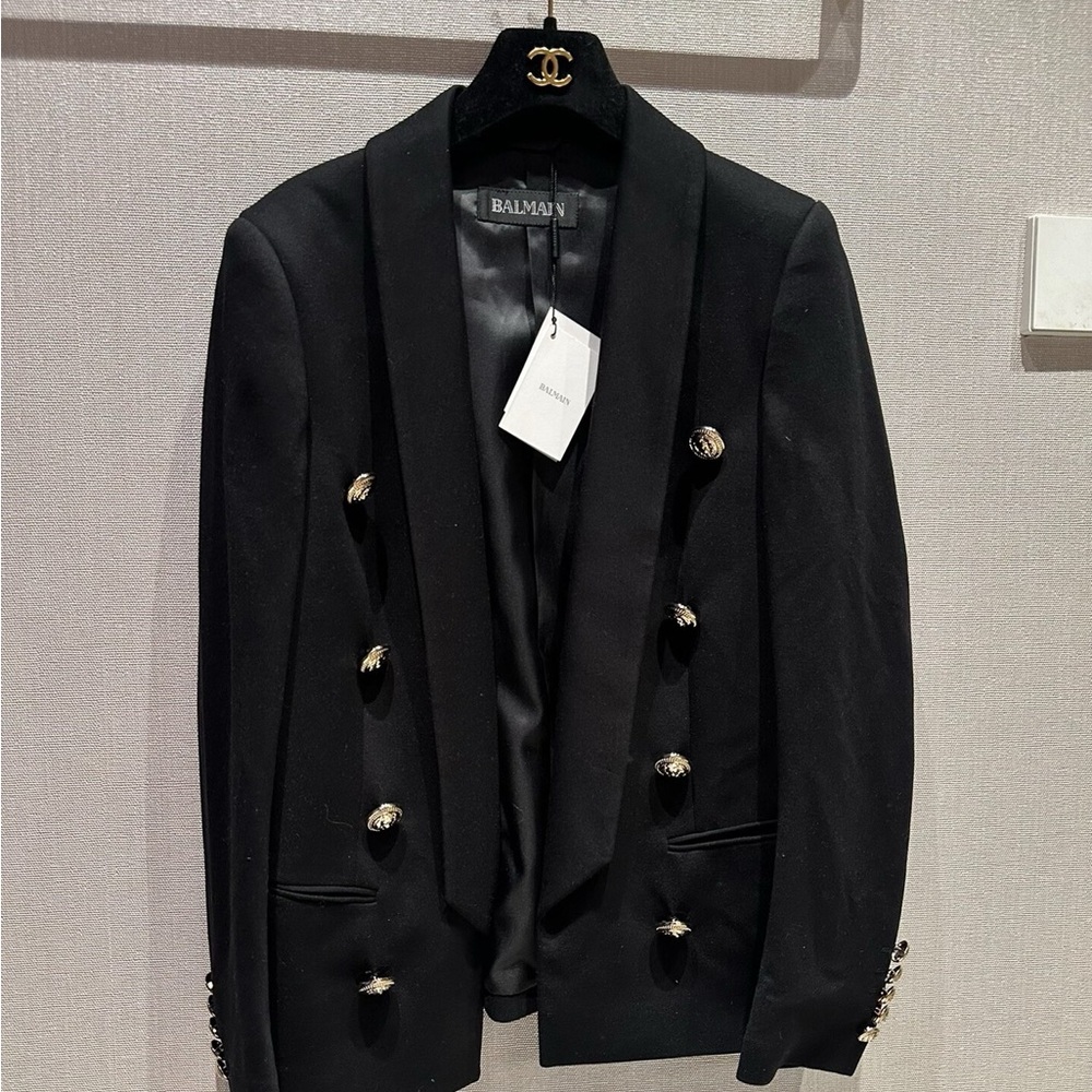 ❌sold❌Authentic Balmain Charcoal Jacket with Subtle Sheen